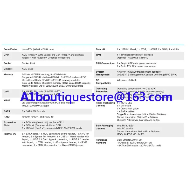 Placa base de servidor AMD MC12-LE0/MC13-LE0/MC13-LE1 IPMI M.2