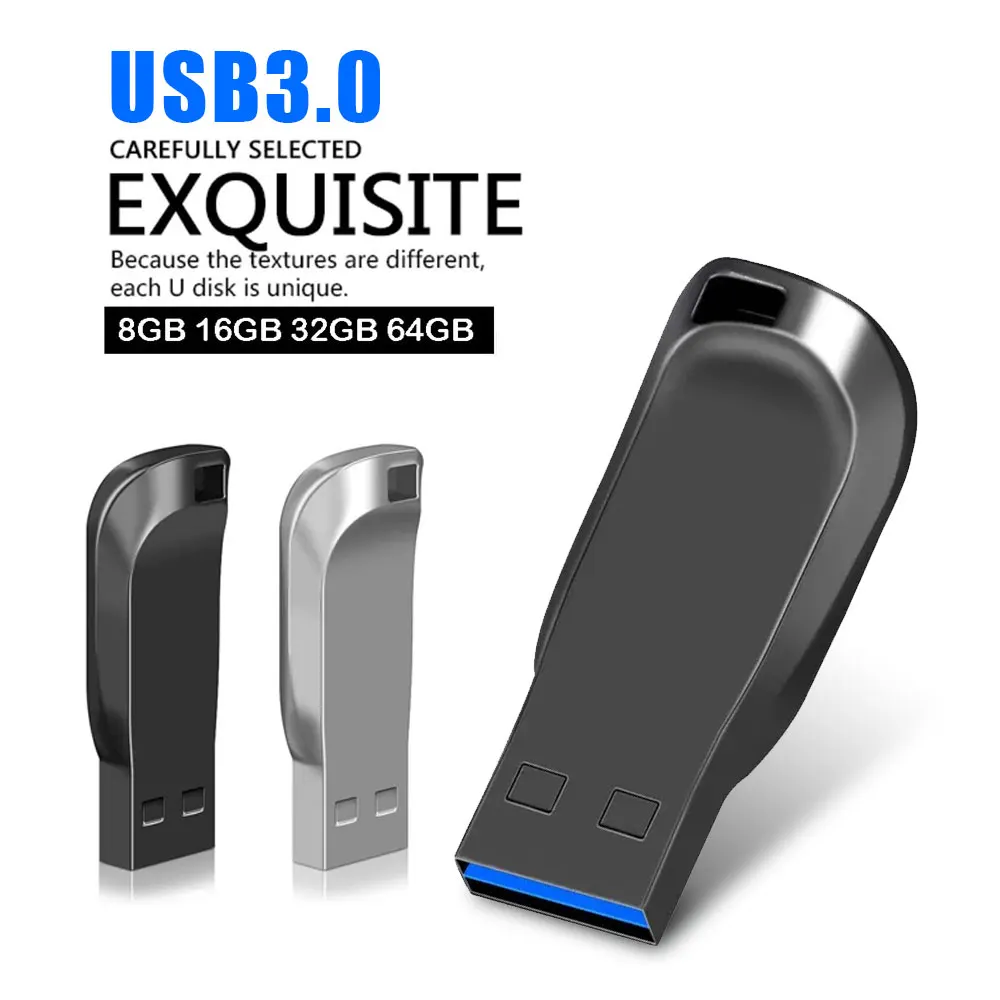 Unidad Flash USB de alta velocidad, Pen Drive 3,0, 128GB, 64GB, 32GB, 16GB, 8GB, varilla de Metal 3,0, 8, 16, 32, 64, 128GB