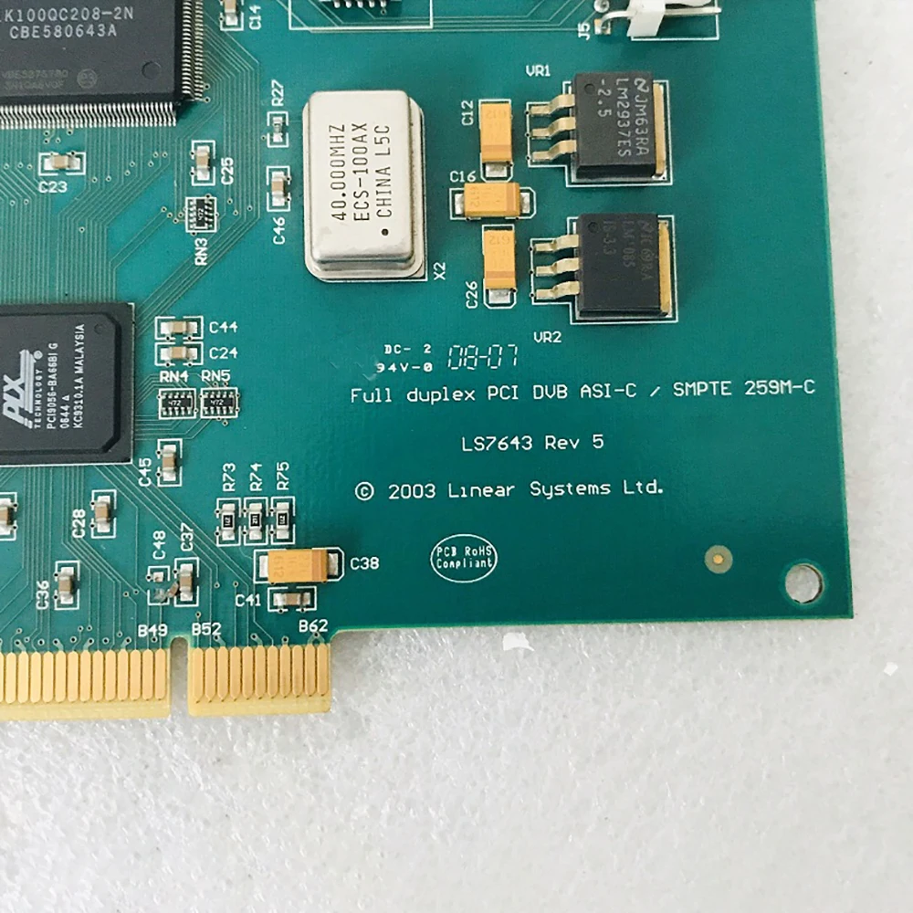 Card LS7643 Rev 5 FULL DUPLEX PCI DVB ASI-C /SMPTE 259M-C For DVEO Codestream Output