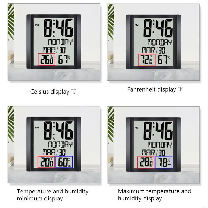 45be Digital Day Clock for Extra Thermeter Hygerometer Calendar Desk