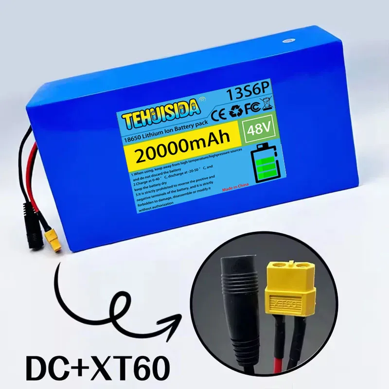 13S6P 48V 20Ah 18650 Lithium Battery 1000W High Power 54.6V 30A Built-in BMS for Outdoor Power Tool Backup Battery
