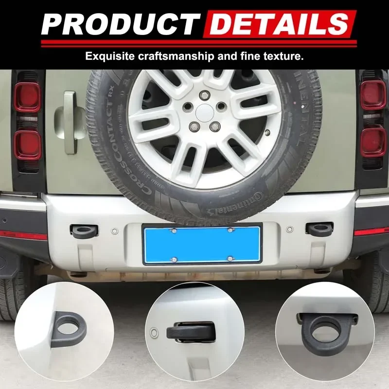 Rubber Black For Land Rover Defender 90 110 130 2020-2025+ Car Rear Trailer Ring Protective Case Car External Accessories 2Pcs