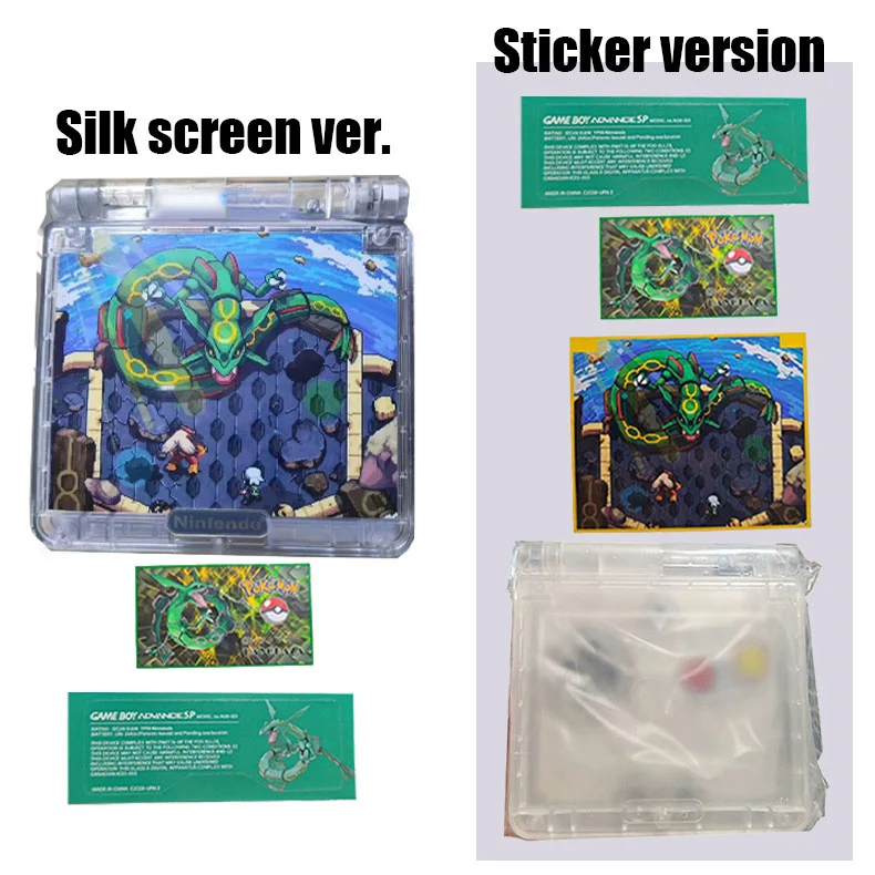 

Nintendo GBA SP shell set Rayquaza embossed feel DIY case SFC button color replacement shell Pokemon Compatible with ipS screen