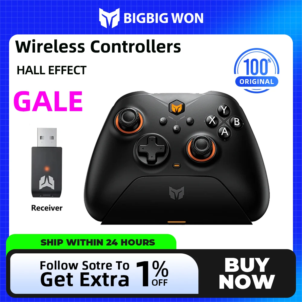 BIGBIG Won Gale Wireless Gaming Controllers with Hall Effect Trigger Function Somatosensory Intelligent Start for Switch Gamepad