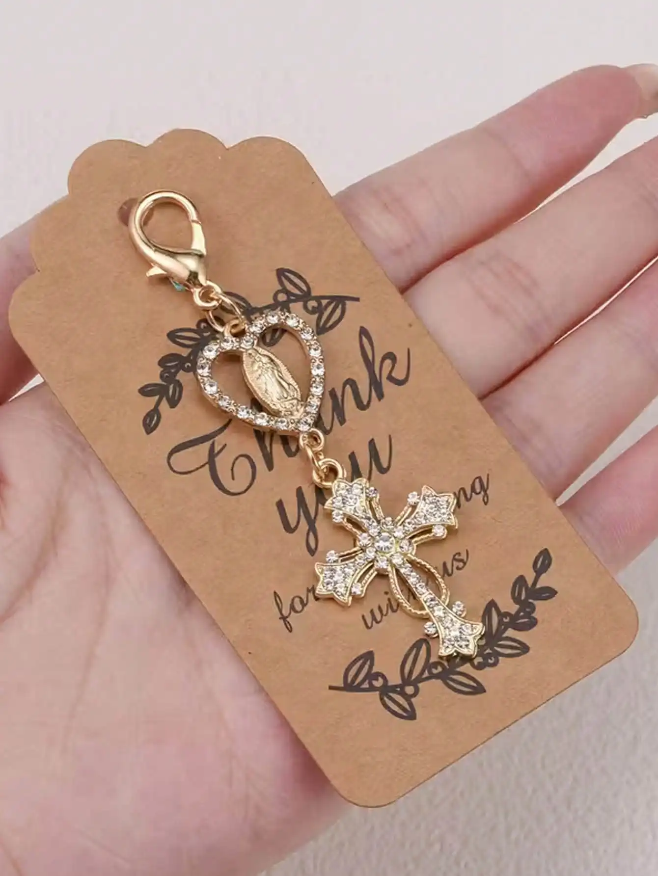 1 colgante de cruz de aleación de zinc, tarjeta y juego de llaveros, ideal para fiestas, Día del Maestro, Acción de Gracias, regalos del Día de la Madre, pequeños obsequios, fiestas de cumpleaños, bautizos, graduaciones, recuerdos, bolsas de regalo, aniversarios de boda.