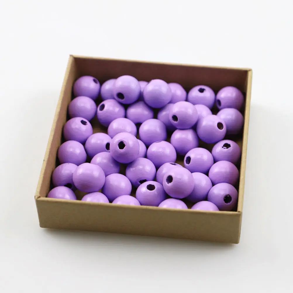 100Pcs Unfinished Solid Wood Beads Smooth Burr Free Round Loose Beads for DIY Jewelry Making Crafts Bracelets Necklaces Garlands