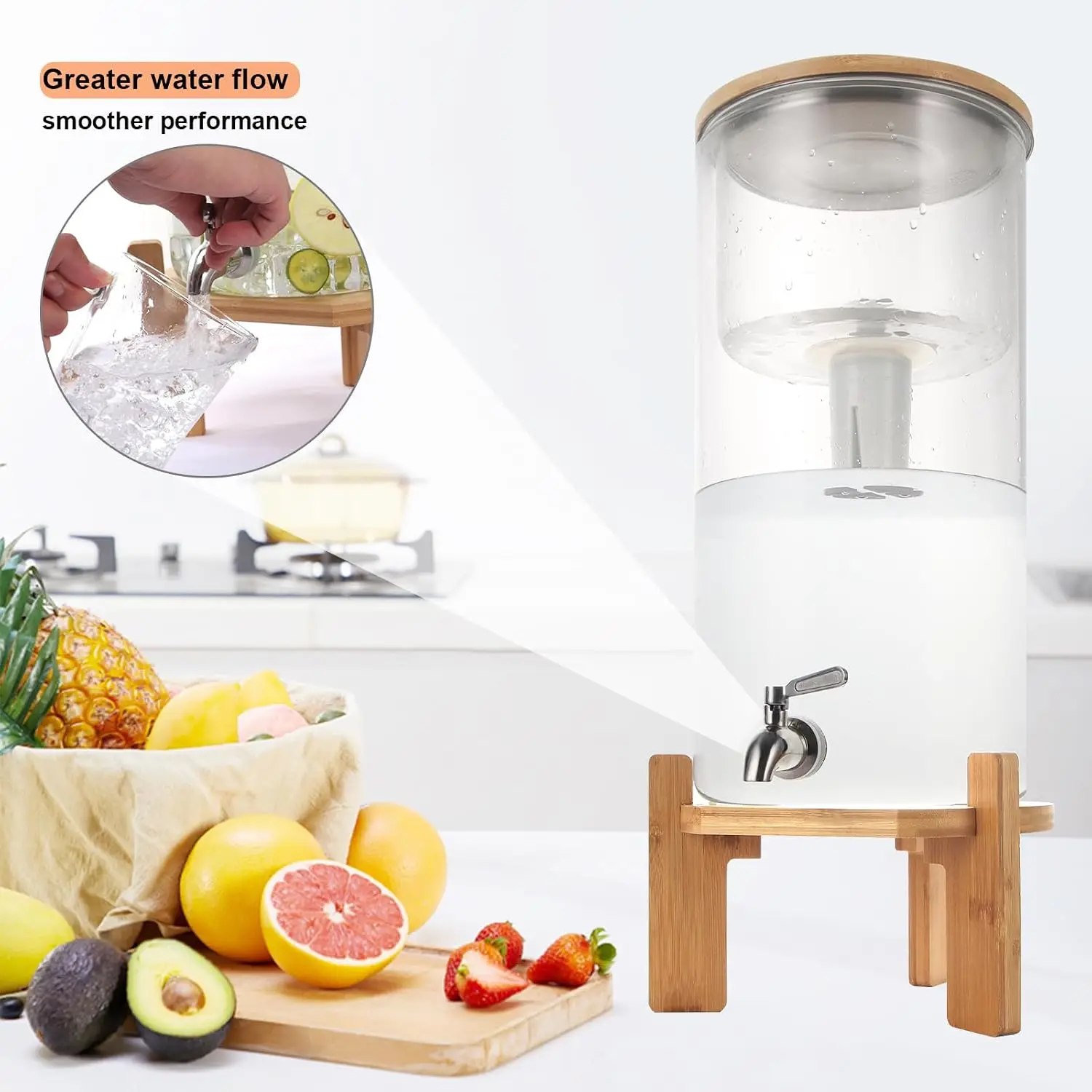 Large 3.25 Gallon Glass Water Filter Dispenser Bpa Free Reduces Chlorine Softens Home Office Kitchen Drinking Water