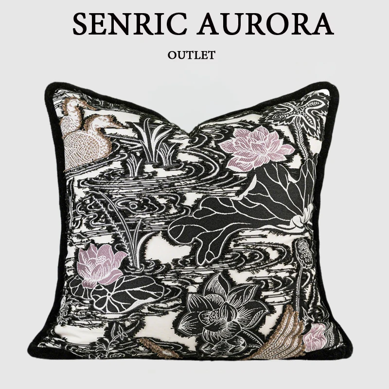 Design Luxury Cushion Cover 45x45 50x50cm Mandarin Duck and Lotus Pattern Pillow Case For Home Hotel Bed Living Room Sofa