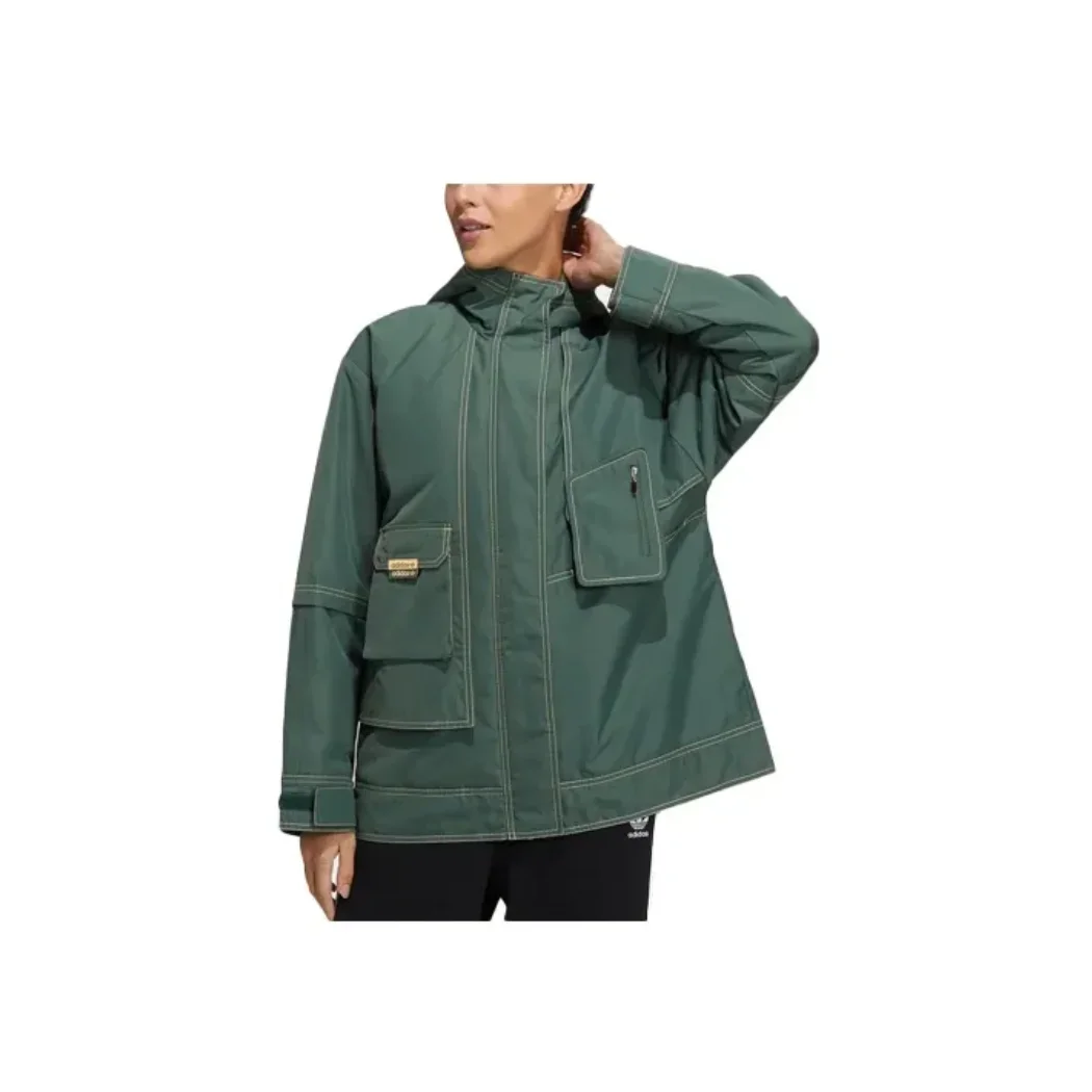 adidas originals Velcro Design Casual Athletic Cotton Jacket Women's Forest Green