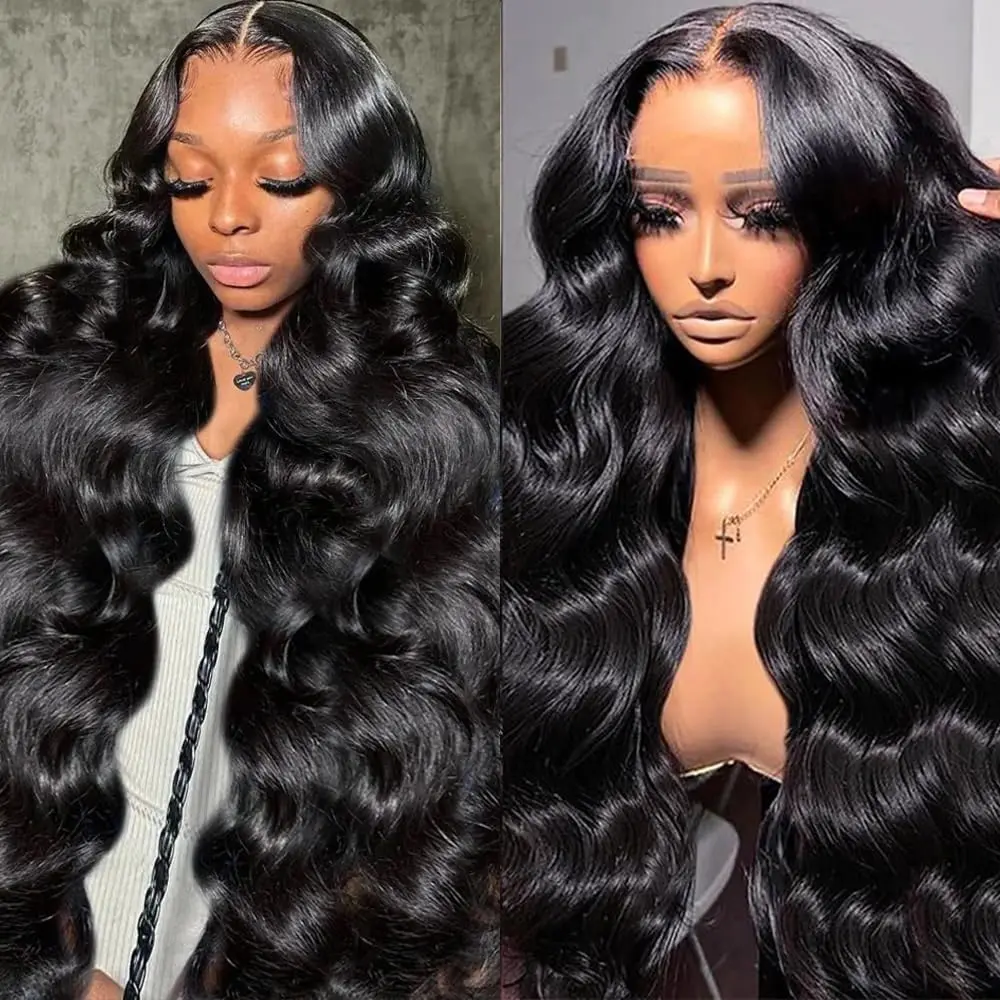 

46 Inch 13x6 Body Wave Human Hair Lace Frontal Wig 13x4 Body Wave Human Hair Wigs 250 Density For Women Nature Black Brazilian