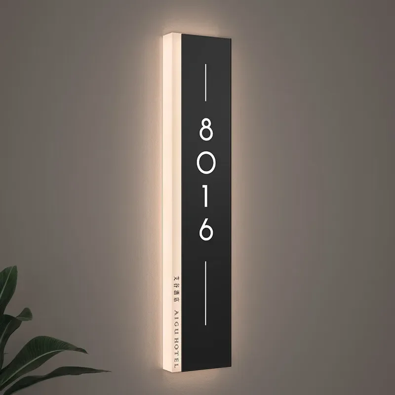 Creative Acrylic Hotel Room Number Plate Luminous House Card for B&B Beauty Salon Light Luxury Personalized Door Sign Decor