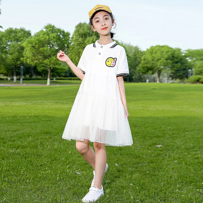 

Summer girls' dresses 2022 new school uniforms spring and autumn sportswear children's long skirts mesh baby's cheap dresses