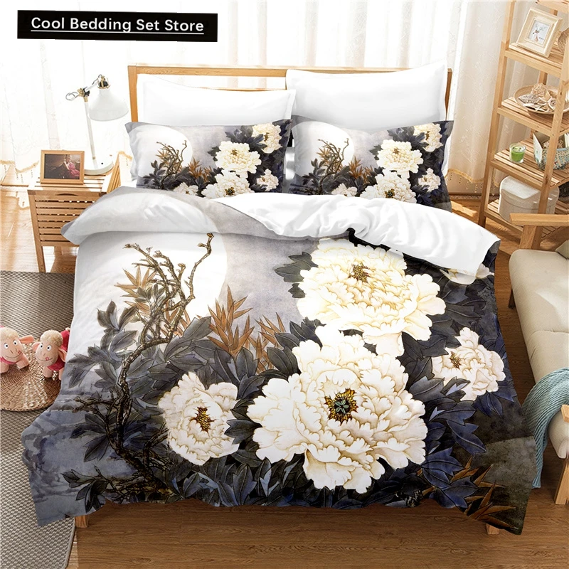 

Elegant Flowers Bedding Set Duvet Cover Set 3d Bedding Digital Printing Queen Size Polyester Bedding Set Fashion Design Colorful