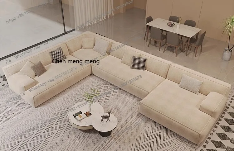 

Minimalist, household matte fabric living room simple large flat sofa combination