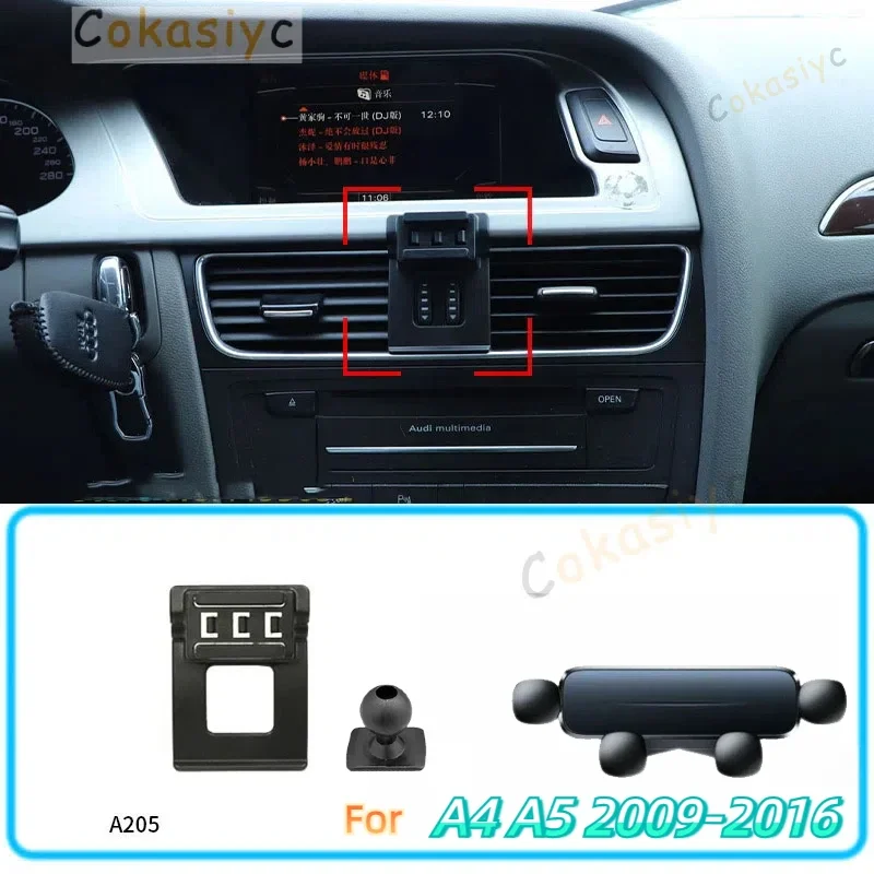 

Car Phone Holder For Audi A4 A5 2009-2016 Gravity Stand Mount Support Horizontal GPS Mobile Bracket Accessories With Base