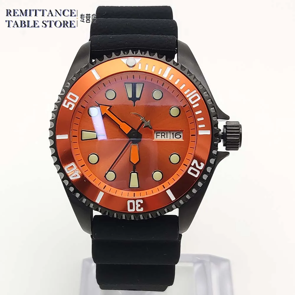 New Orange Casual Sport Men\'s Mechanical Watch Business NH35 Sapphire Watch Men\'s PVD Black Stainless Steel Waterproof Clock