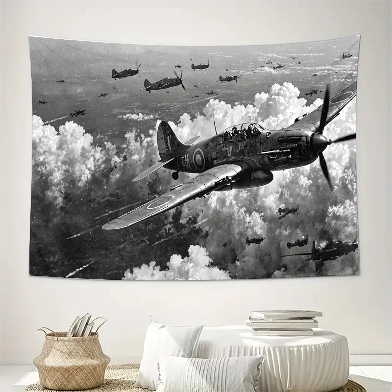 Vintage War Plane Poster 3D Wall Art Deco Tapestry for Living Room Decor – Retro Aviation Aviation Canvas Print Wall Hangings fo