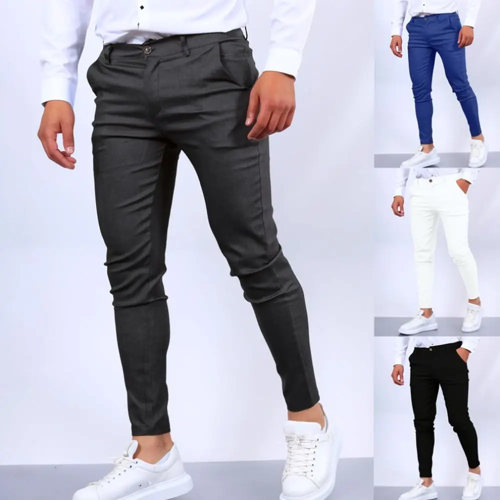 Mens Business Casual Slacks Slim Fit Trousers Skinny Formal Chinos Comfortable Stretch Fabric Breathable Daily Office Wear Pants