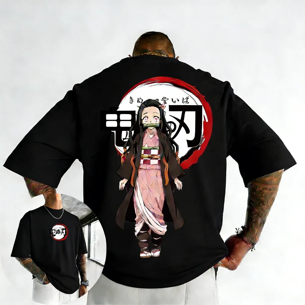 

Plus Size Demon Slayer Anime Printed Men, Women T-shirt Casual Parent Child Top Fashion Street Wear Summer Harajuku Style Y2K