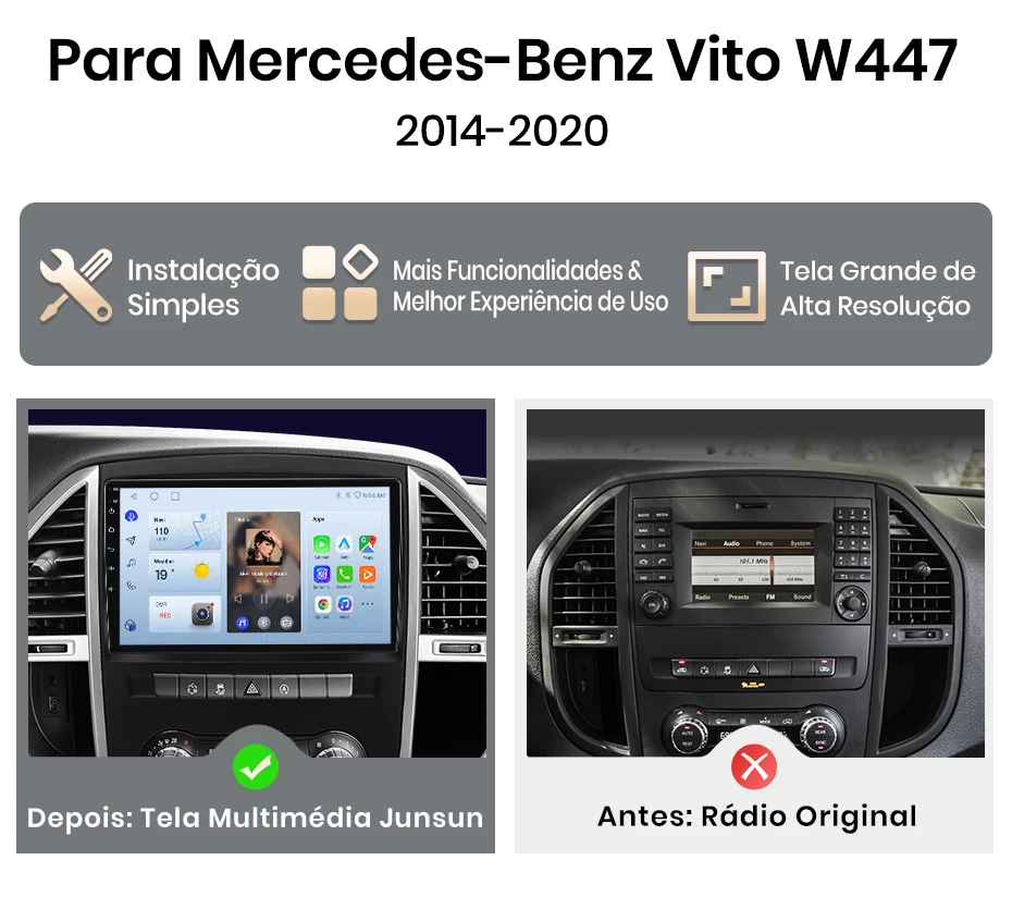 Junsun 8-Kern Radio Carplay Android Auto Autoradio für Mercedes Benz Vito 3 W447 2014-2020 GPS DSP Touchscreen Multimedia – Detail 5