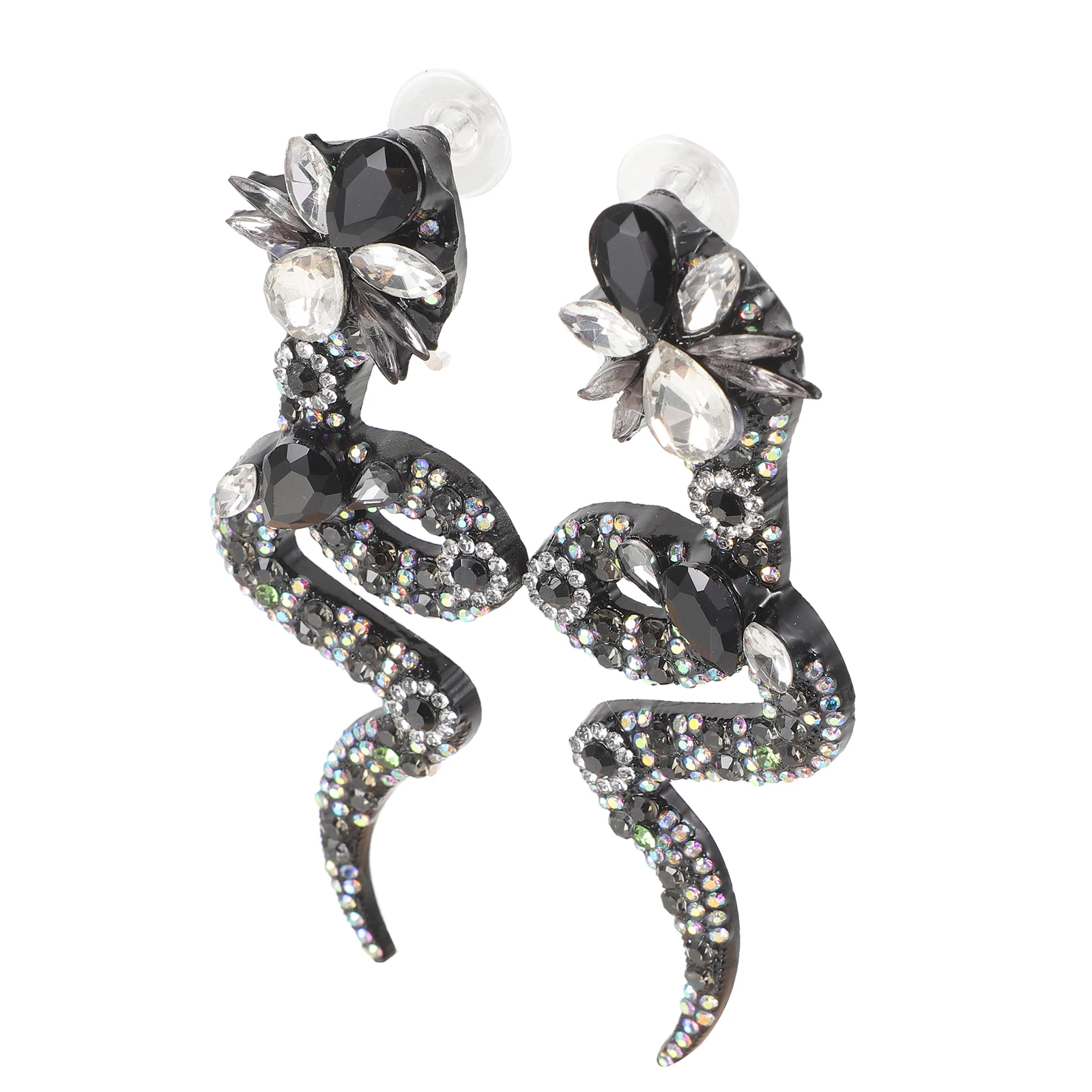 

European and American Colored Diamond Earrings Miss for Women Alloy Snake