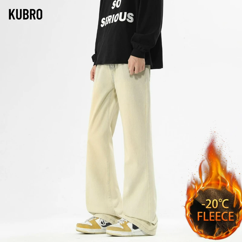 

2025 New Autumn Winter Men Straight Stretch Denim Thick Velvet Pants Warm Jeans Y2K Casual Fleece Line Trousers Male Streetwear