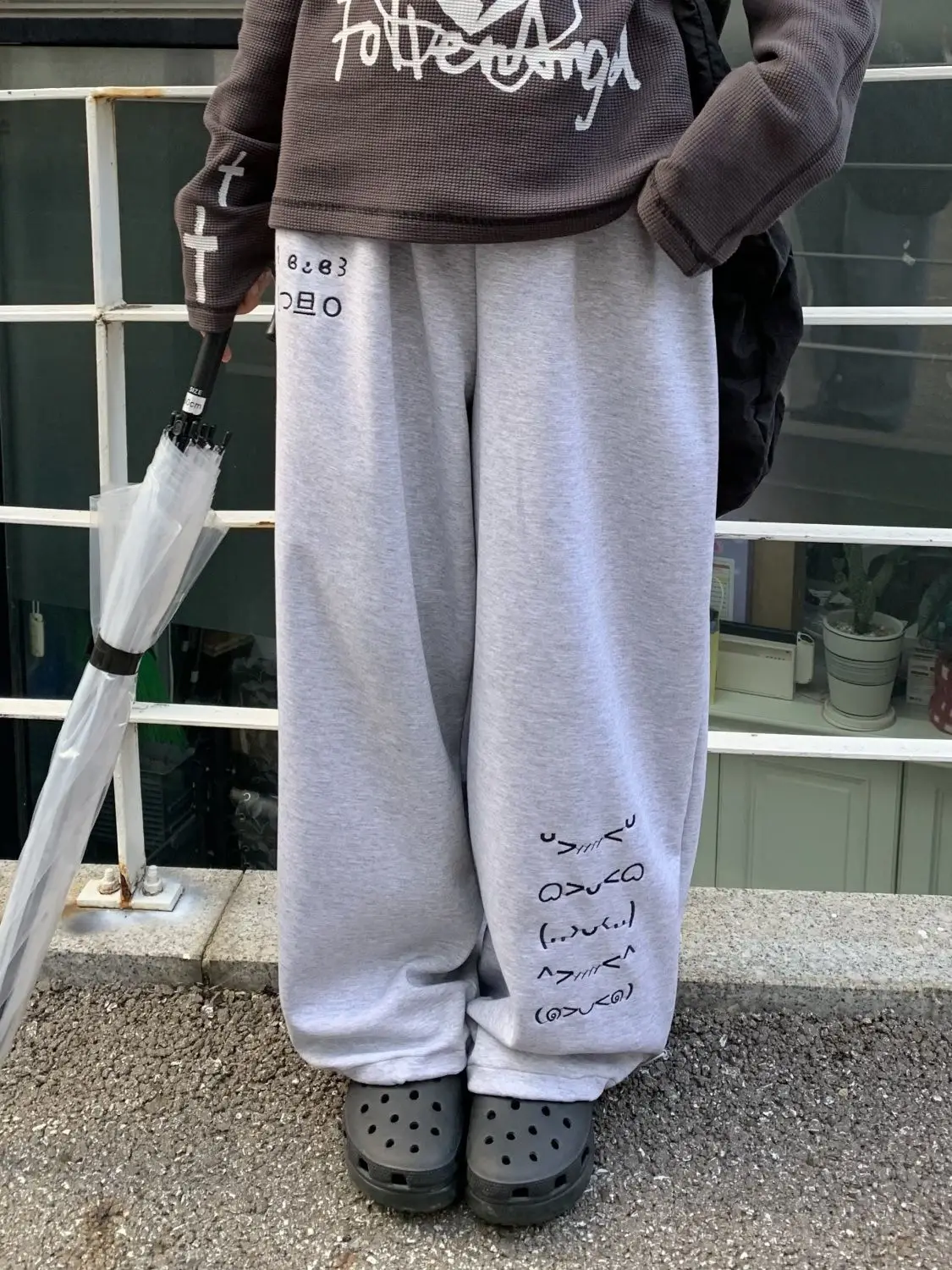 Autumn Japanese Students Cute Home Cute Embroidered Gray Sweatpants Loose and Skinny High Waist Casual Pants Women Clothing