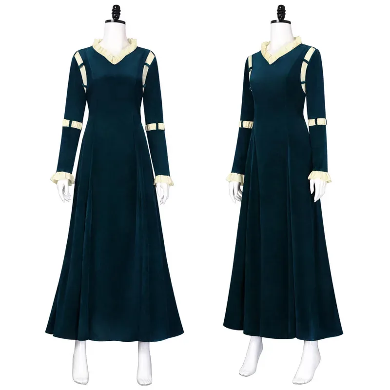 

Anime Merida Cosplay Costume Halloween Masquerade Carnival Up Party Outfits for Women Long Sleeve Dress Disguise Xmas 5ftu 5ftu^