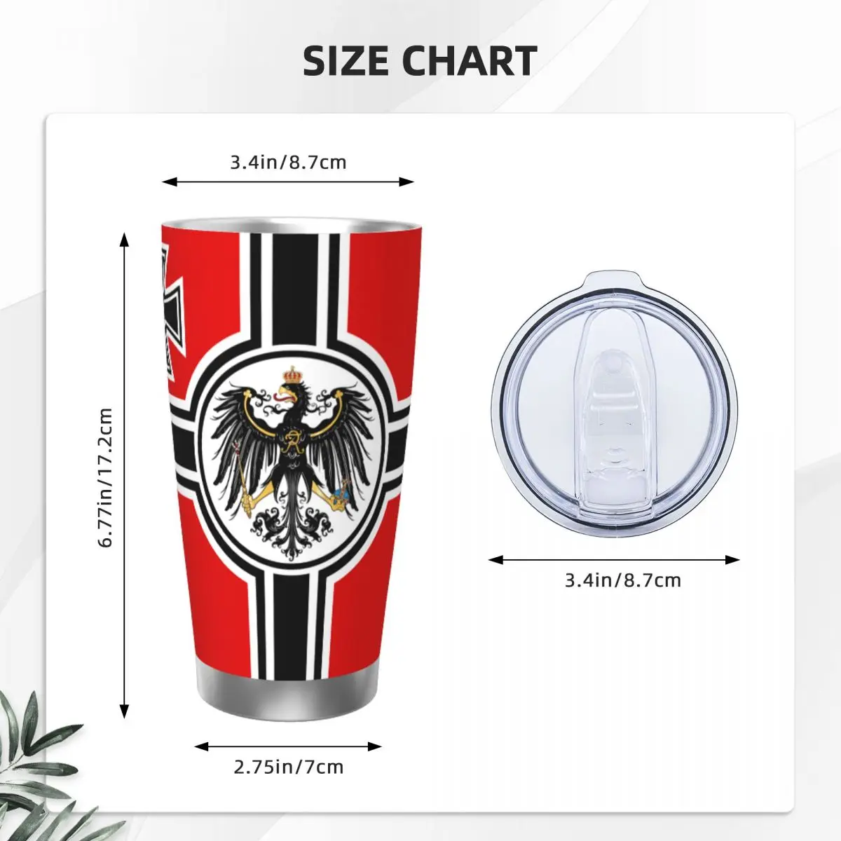 German DK Reich Empire Of Flag Tumbler Vacuum Insulated Germany Proud Coffee Cups Vacuum Flask Smoothie Tea Mug Water Bottle