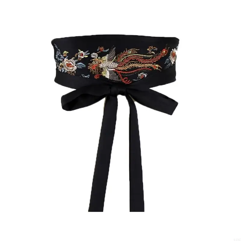 

L5YC Comfortable Breathable Embroidery Wide Hanbiuk Belt For Women Cultural Event