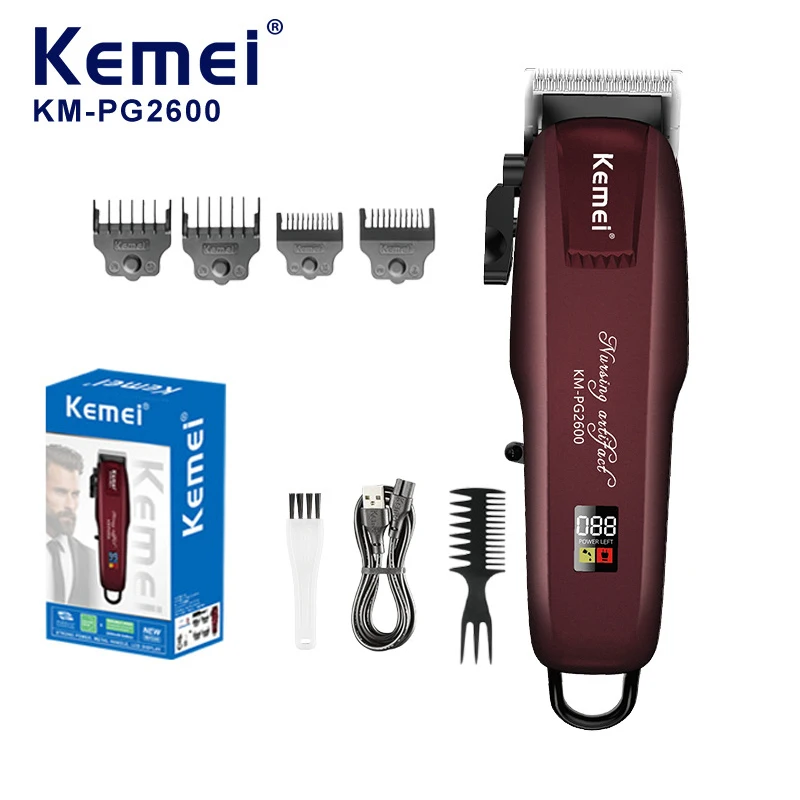 KEMEI KMPG2600 Adjustable Hair Clipper Professional Barber Hair Trimmer for Men Electric Beard Hair Cutting Machine Rechargeable