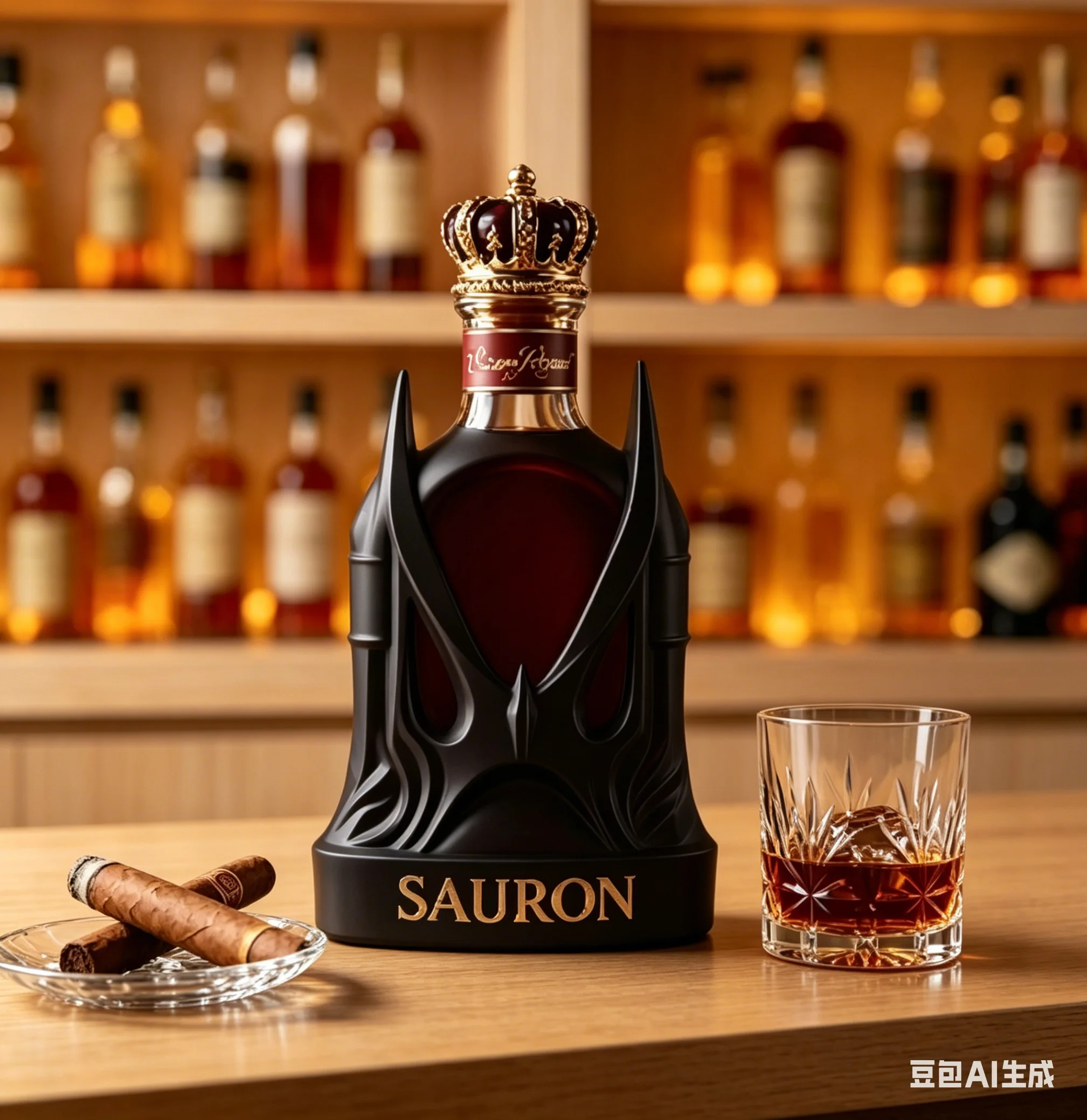 Dunkler Lord inspirierter Whisky-Dekanter mit Feueraugen-Design – Flasche für Hausbar, Party-Deko und Zierobjekt