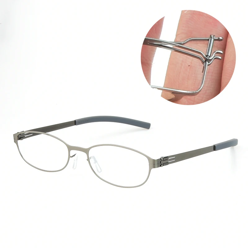 Germany Screwless Small Oval Glasses Frame Men Women Stainless Steel Fashion Ultralight Brand Design Eyeglasses Thin Rim Eyewear