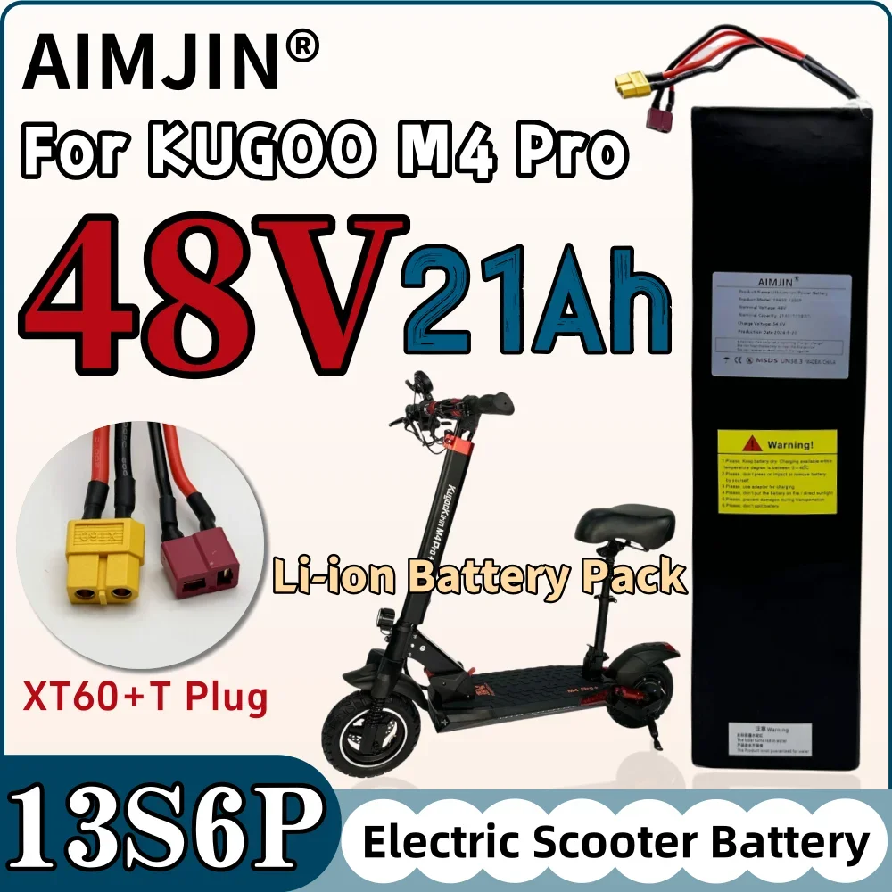 KUGOO M4 Pro 전기 스쿠터용 고전력 배터리 팩, 13S6P 1008Wh, 48V 21AH, 21000mAh 고용량 리튬 배터리