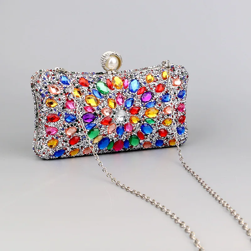 Green Highend Wedding Party Diamond Floral Crystal Bling Women Evening Cosmetic Clutch Bag Shoulder Messenger Purse M3218