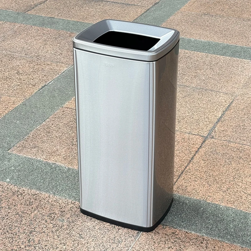 

GNF stainless steel trash can 30L large-capacity commercial elevator entrance square uncovered toilet paper storage bucket