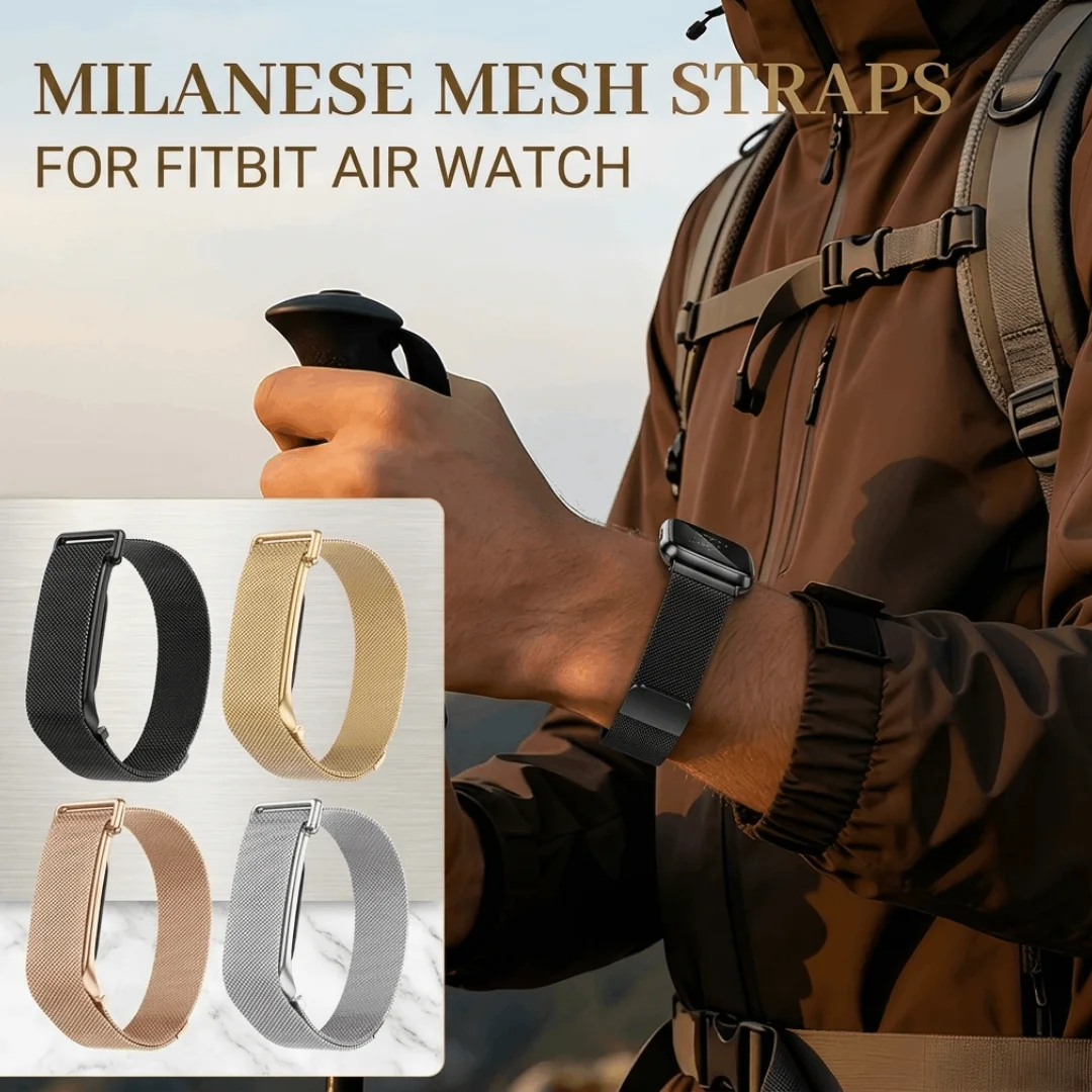 Milanese Stainless Steel Band Compatible Google Fitbit Air Flexible Magnetic Soft Quick Dry Breathable Wristband Unisex