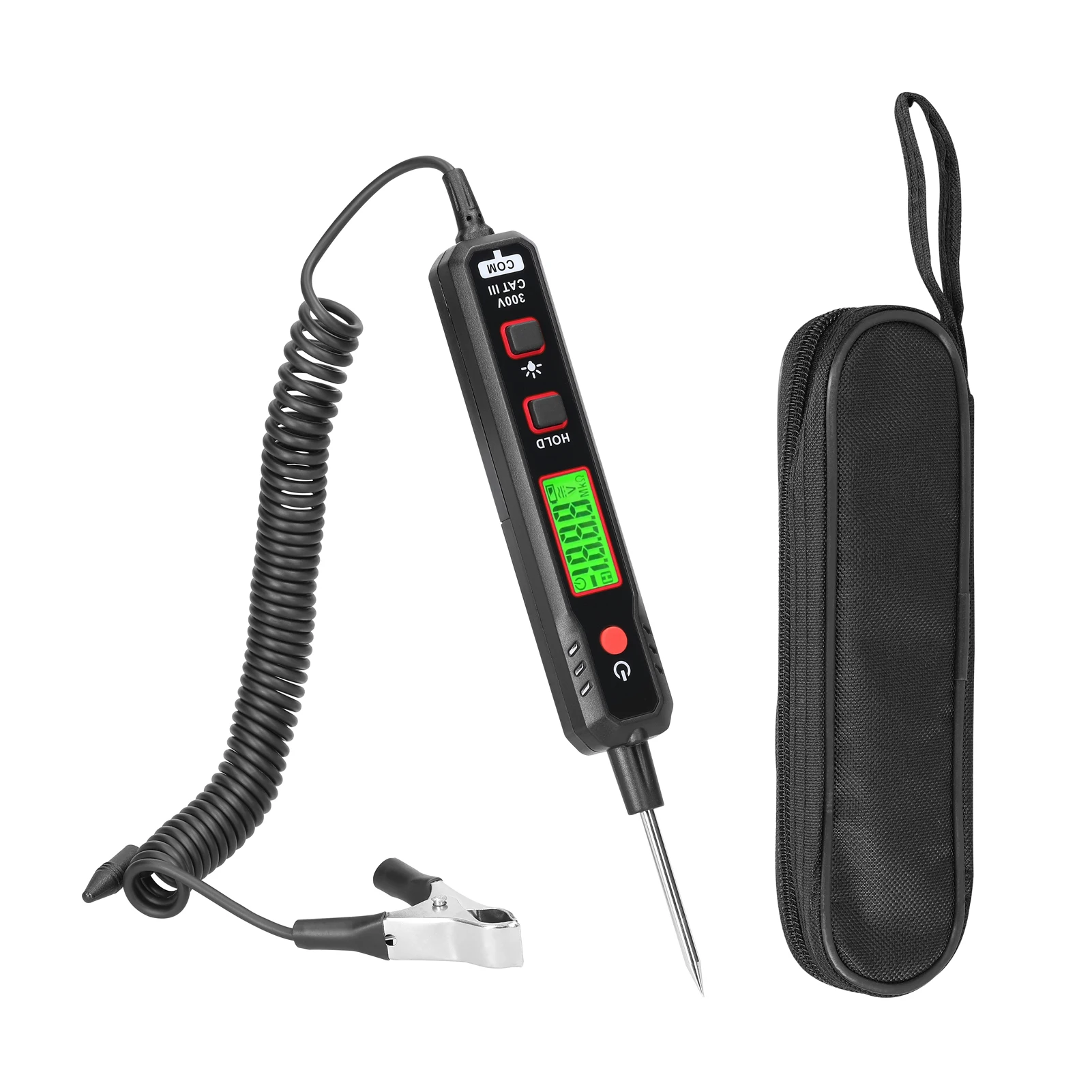 

0.8-100V Car DC Voltage Detector Electric Circuit Tester Pen Data Hold LCD Display with Backlight Flashlight ResistanceTester