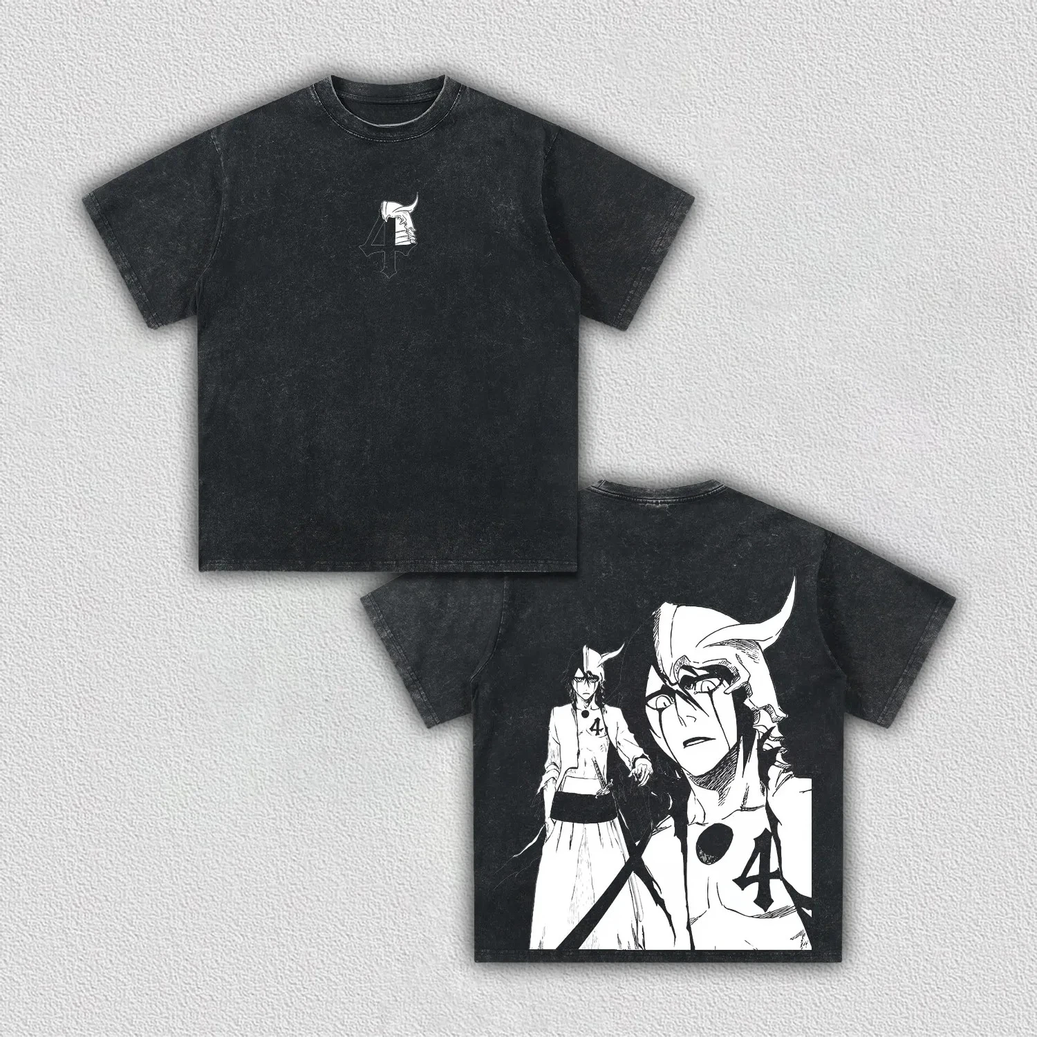 Hot Manga BLEACH Ulquiorra Cifer Retro T-shirt Vintage Washed Oversized T Shirt Men Clothing Harajuku Casual 100% Cotton Tee Top