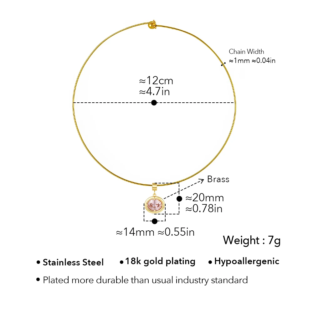 ENFASHION Round Crystal Necklace Stainless Steel Colorful Zircon Pendant Aesthetic Minimalist Modern Necklaces Daily P263731