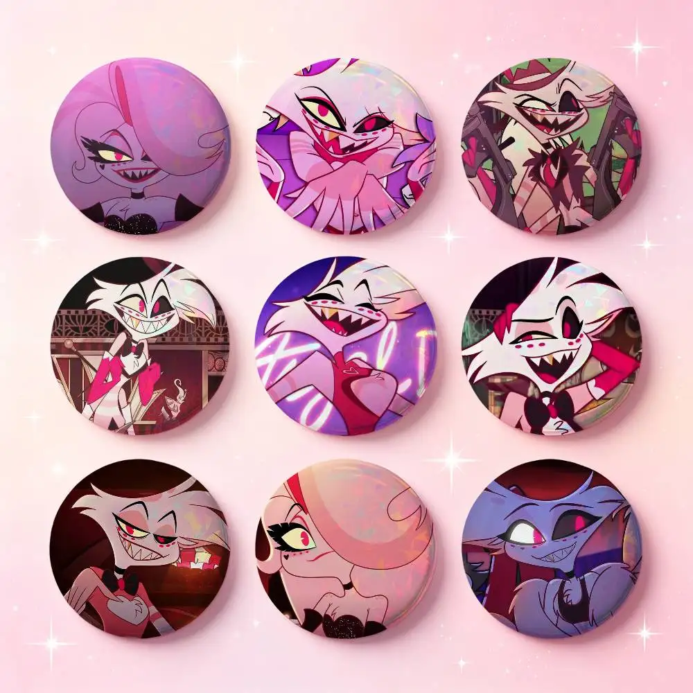 Angel Dust Anime Character Badges Button Round Creative Pin Brooch Badge Bag Decor Accessories Fans Collect Friends Gifts