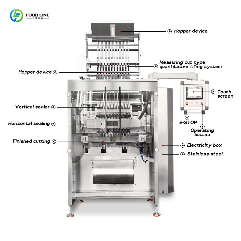 Automatic Multi lane Sugar Salt Mixing Powder Filling Packing Machine 5g 10g Sugar Stick Packing Machine