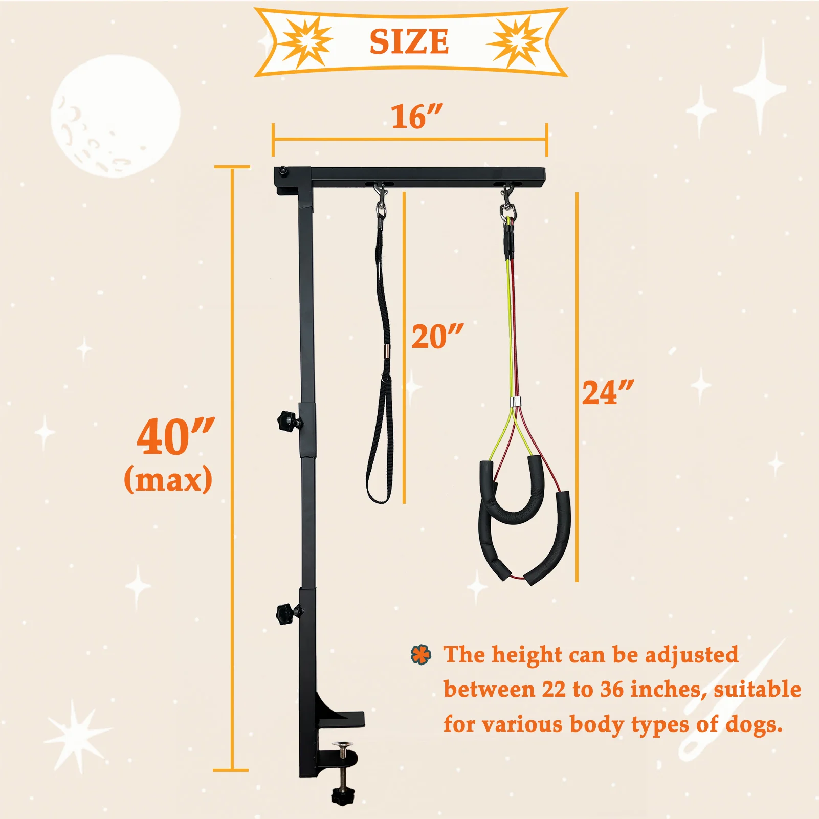ارتفاع ذراع طاولة العناية بالكلاب قابل للتعديل، حامل لا للجلوس، تصميم مكون من ثلاثة أقسام مناسب للكلاب المتوسطة والصغيرة والقطط