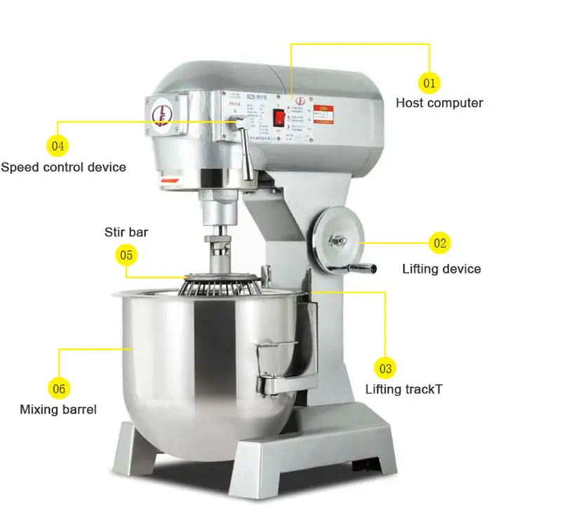 10L Commercial Flour Mixer Beater Cream/Milk Maker Food Preparation Secondary Speed with Four Kneading Tools