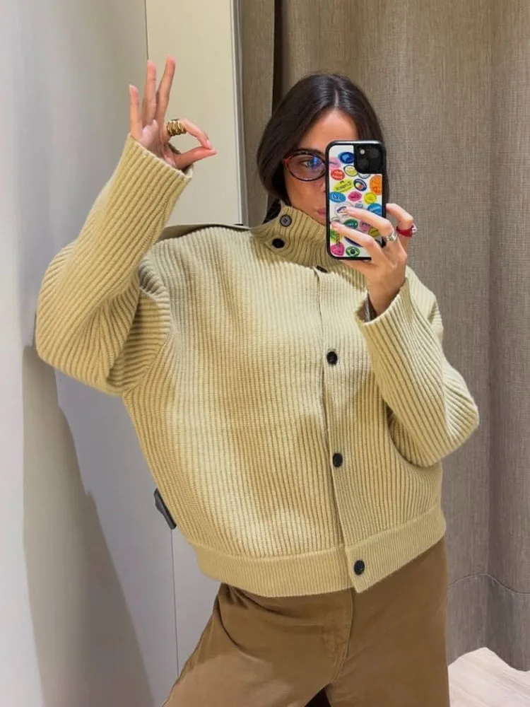 

HH женская мода водолазка вязаный кардиган однобортный текстурированный свитер куртка женский элегантный кардиган пальто с длинными рукавами