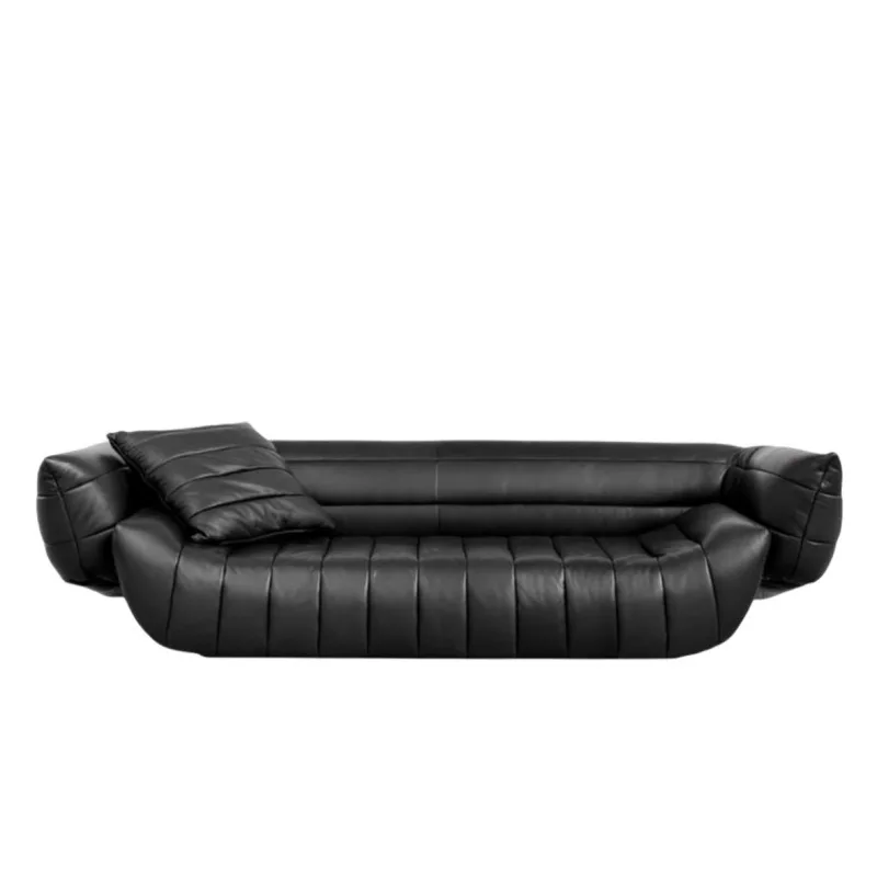 Napa oil wax leather designer Internet celebrity straight curved living room sofa