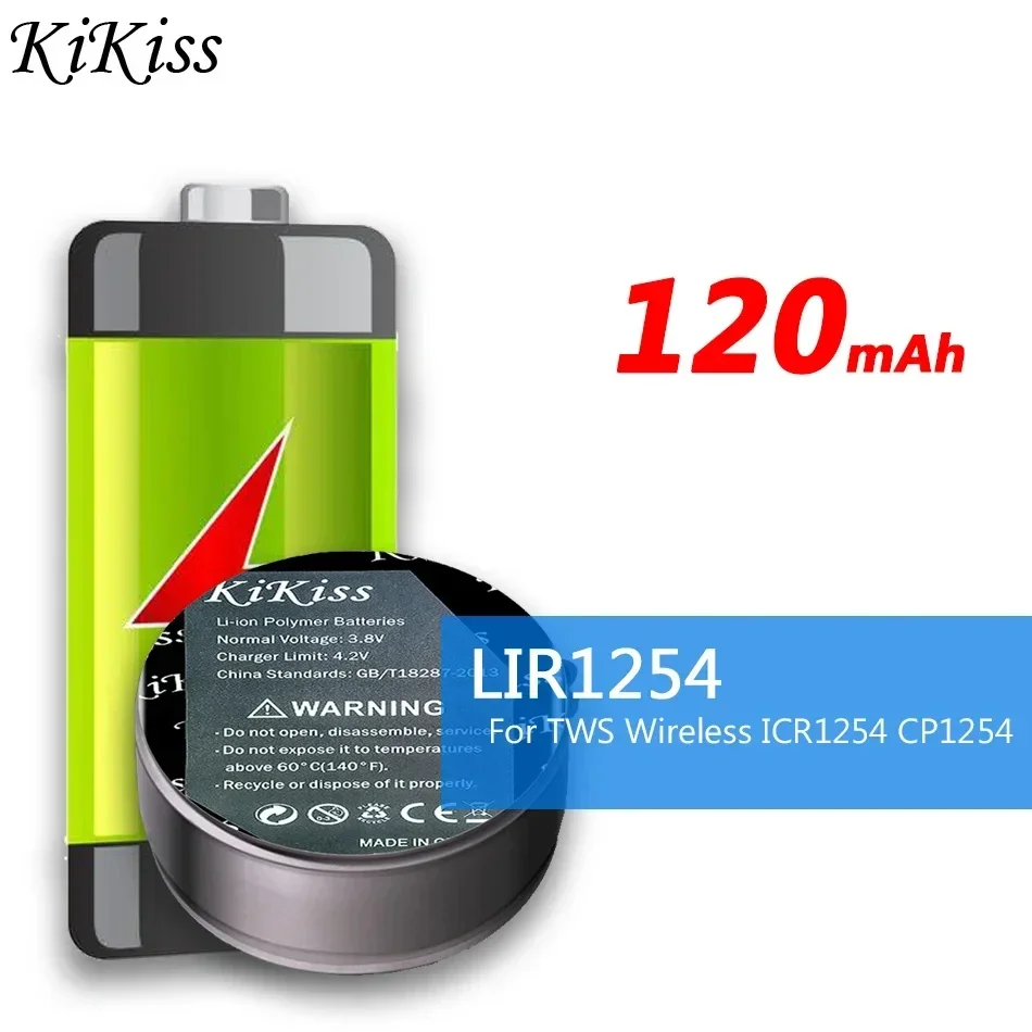 

Аккумулятор KiKiss емкостью 120 мАч LIR1254 для Sony WF-1000XM3 WF-1000X TWS, настоящая беспроводная Bluetooth-гарнитура ICR1254 CP1254 Batteria