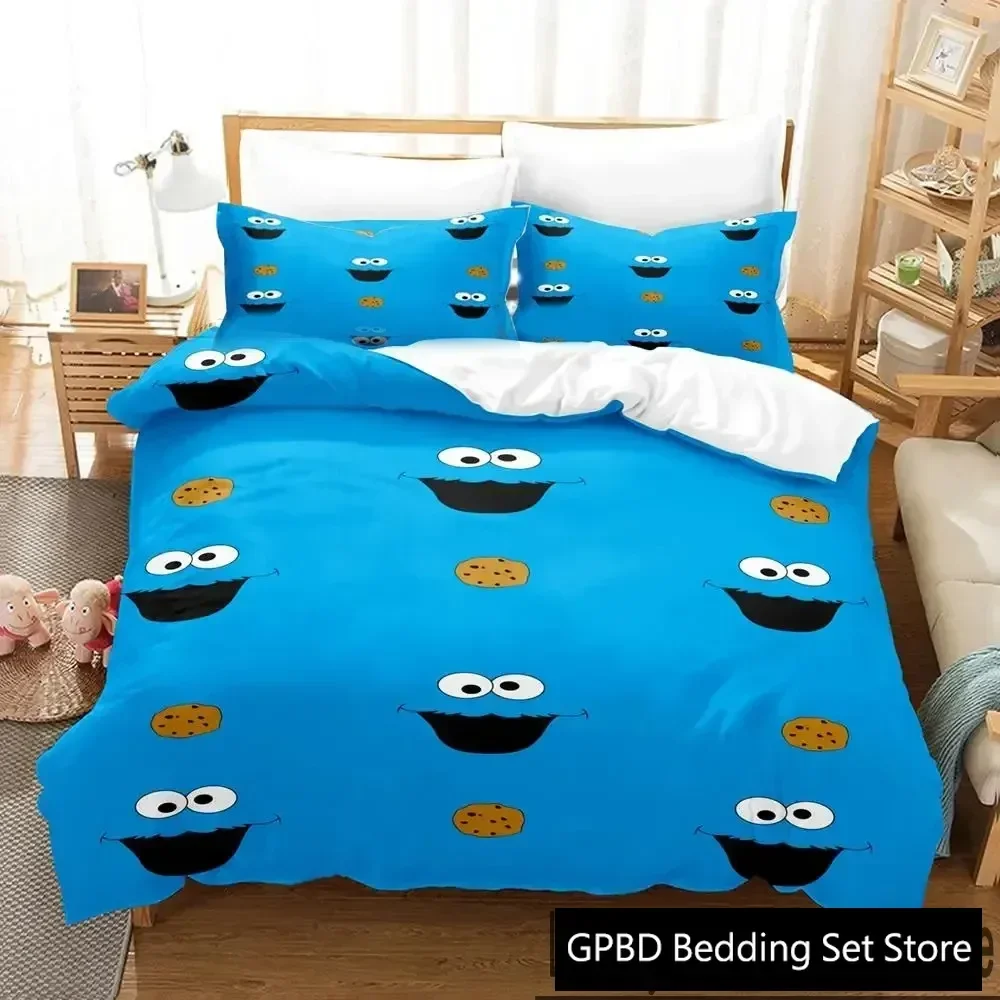 3D Print Cookie Cartoon Monster Anime Bedding Set Double Twin King Duvet Cover Comforter Pillowcase Boys Girls Adults Bedroom