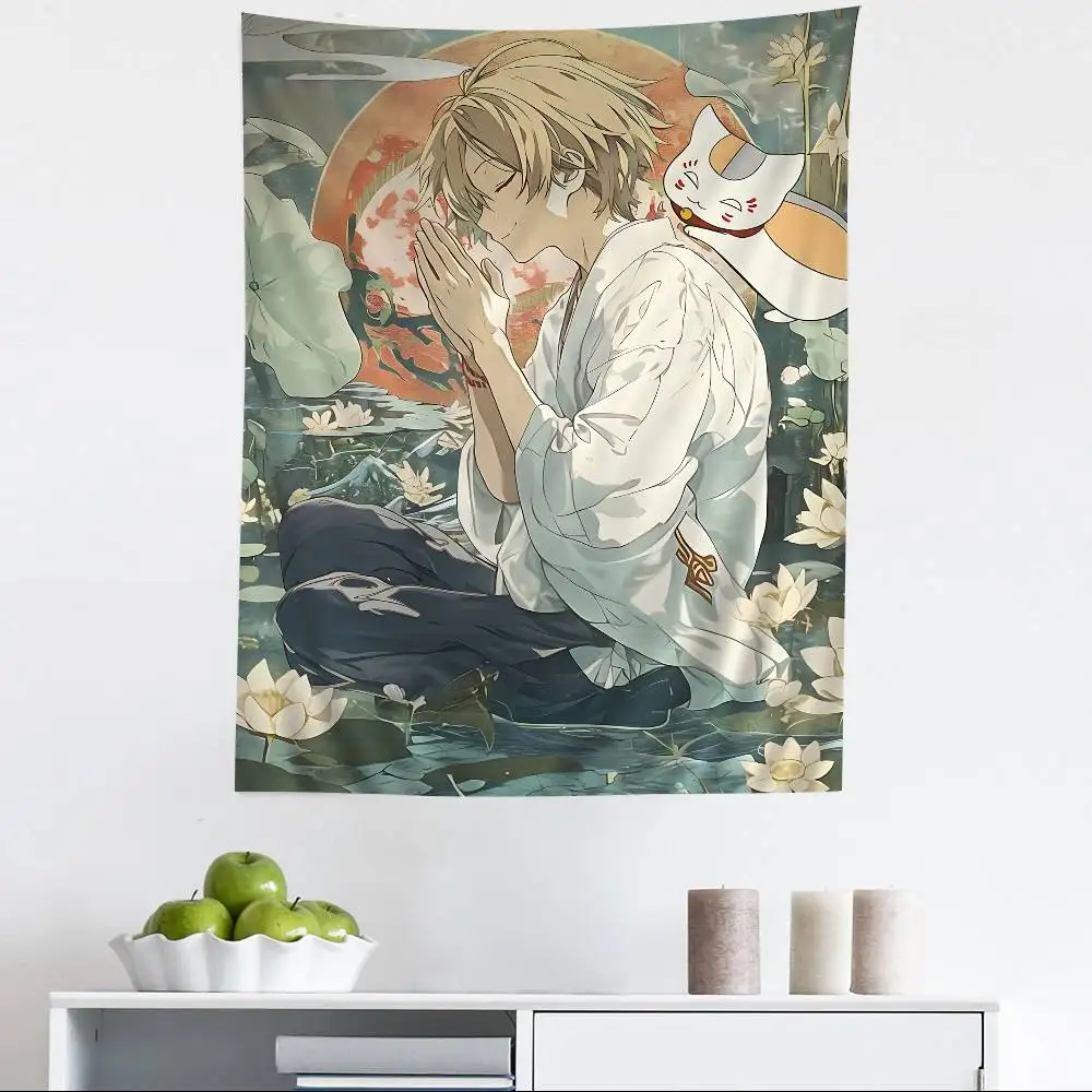 Natsume Yuujinchou Cartoon Printed Large Wall Tapestry Hanging Tarot Hippie Wall Rugs Dorm Art Home Decor