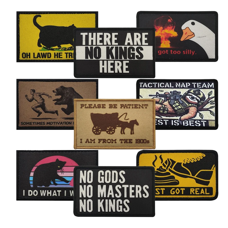 Interesting Text Printed Pattern Embroidery Sign Patches Tactical Badge Armband Cloth Patch Cloth Hook Loop Backpack Applique
